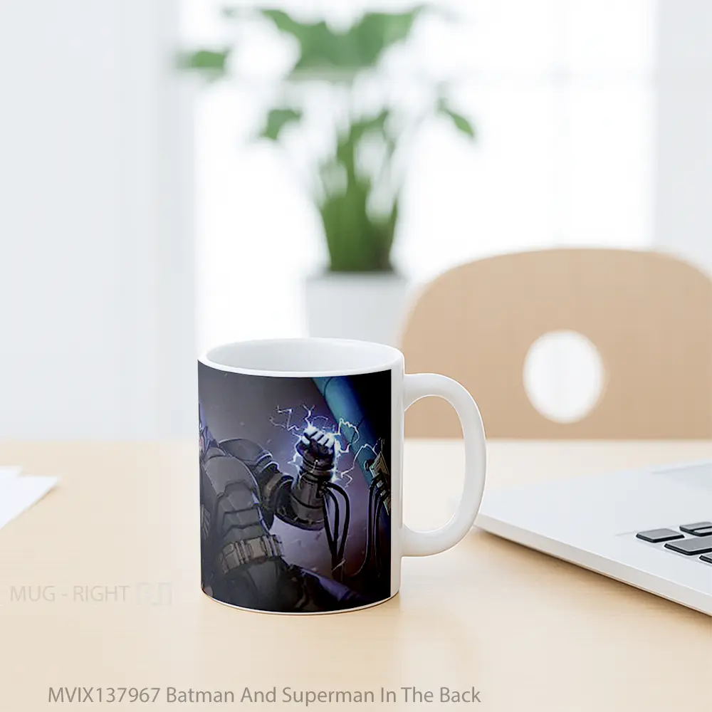 Mug Batman And Superman In The Back Gelas Superhero - All-side / Desain