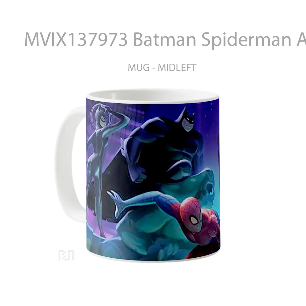 Mug Batman Spiderman And Catwoman Fanart Gelas Superhero - All-side / Desain