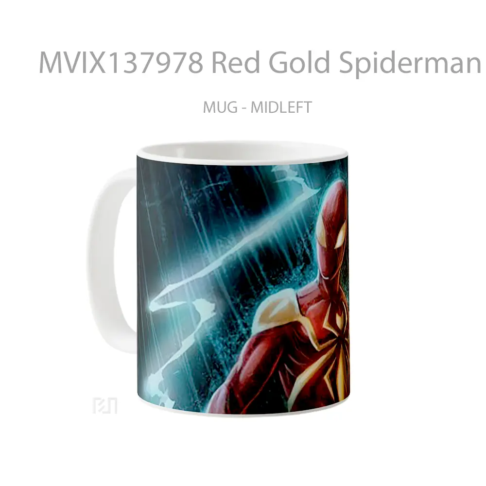 Mug Red Gold Spiderman Suit Gelas Superhero - All-side / Desain