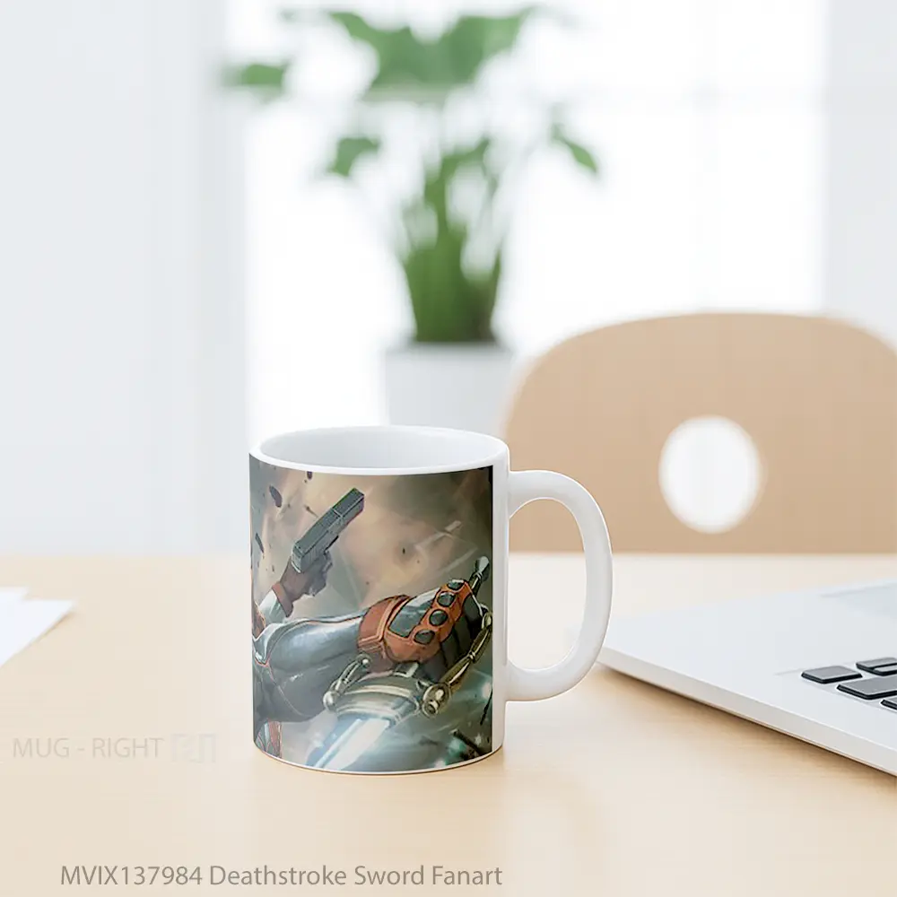 Mug Deathstroke Sword Fanart Gelas Keramik Unik - All-side / Desain