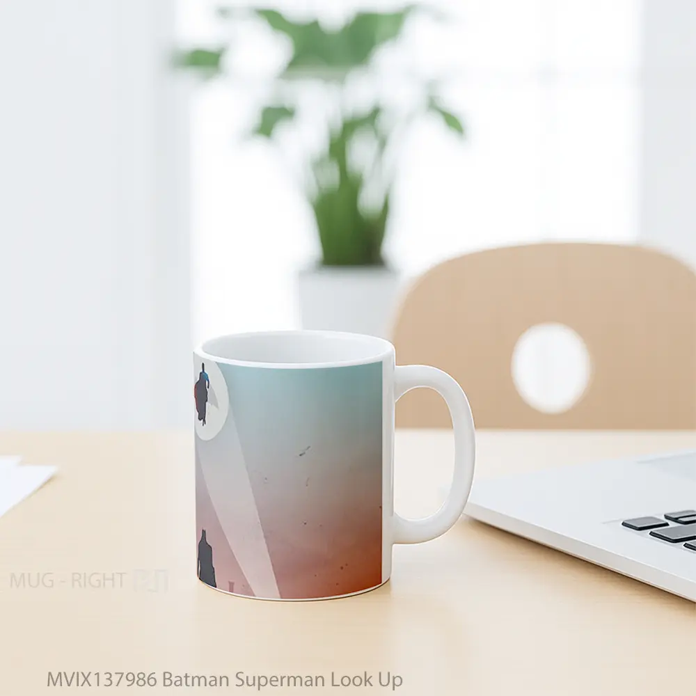 Mug Batman Superman Look Up Gelas Superhero - All-side / Desain