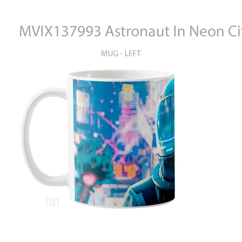 Mug Astronaut In Neon City Gelas Astronomi - All-side / Desain