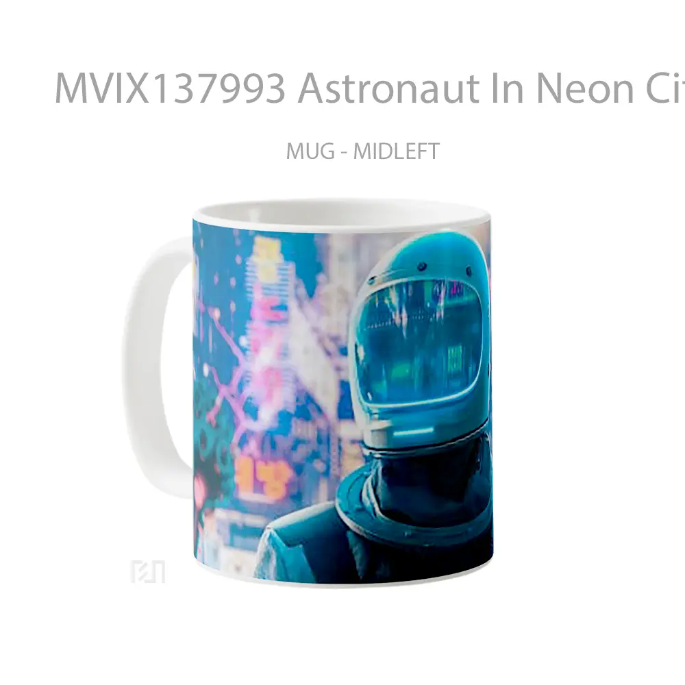 Mug Astronaut In Neon City Gelas Astronomi - All-side / Desain