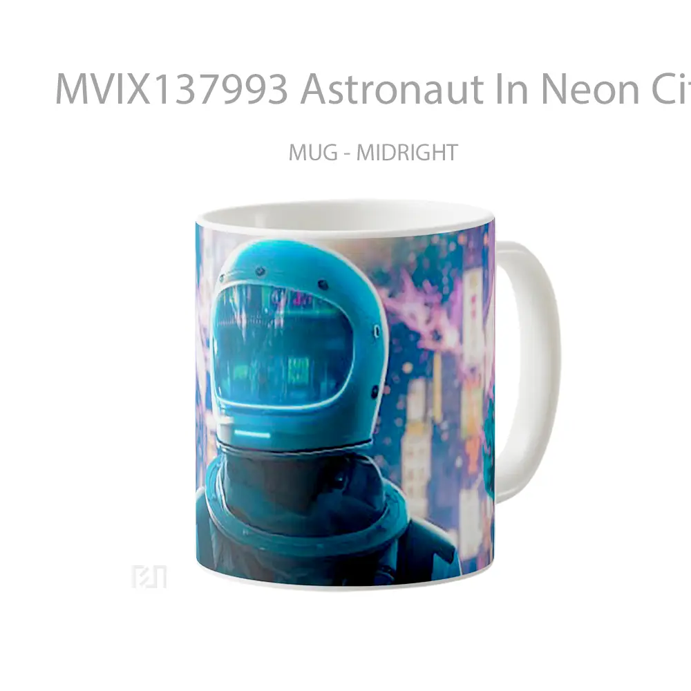 Mug Astronaut In Neon City Gelas Astronomi - All-side / Desain