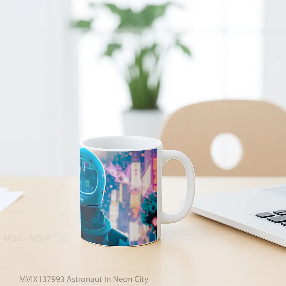 Mug Astronaut In Neon City Gelas Astronomi - All-side / Desain