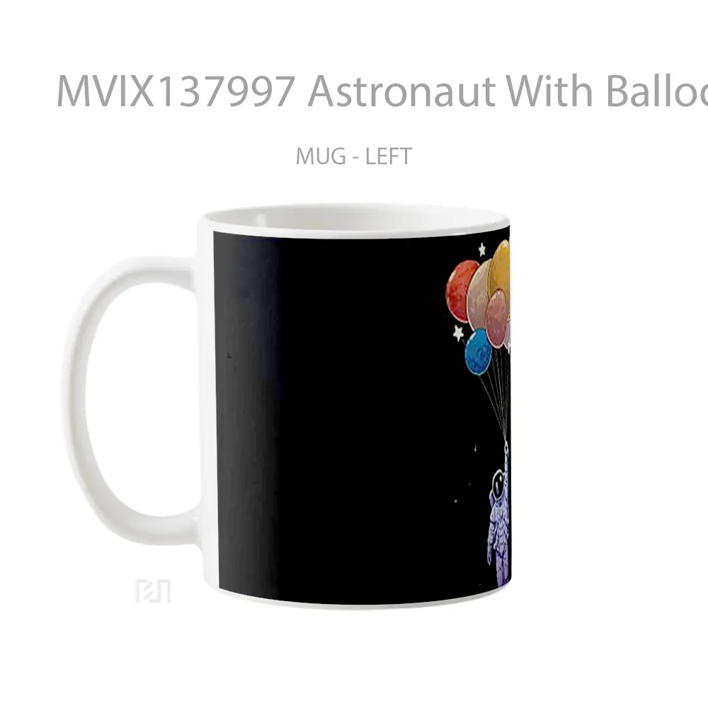 Mug Astronaut With Balloons As Planets Gelas Astronomi - All-side / Desain