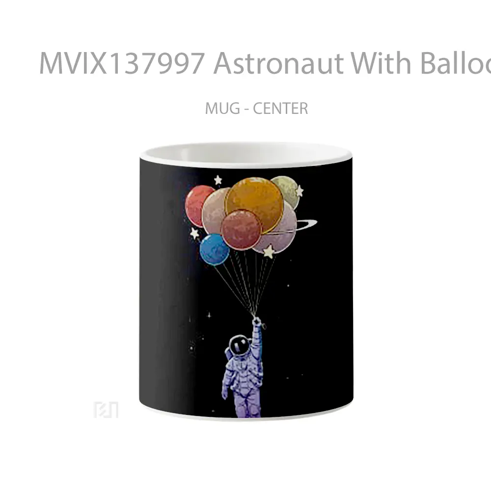 Mug Astronaut With Balloons As Planets Gelas Astronomi