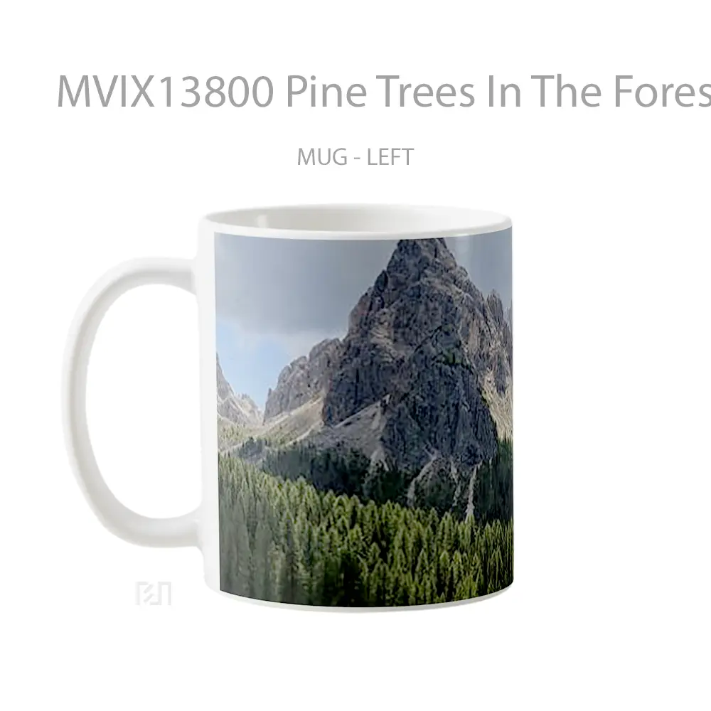 Mug Pine Trees In The Forest Next To Mountains Gelas Pemandangan Alam - All-side / Desain
