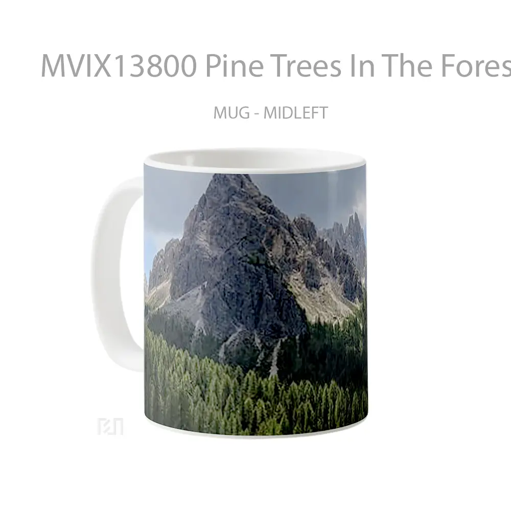 Mug Pine Trees In The Forest Next To Mountains Gelas Pemandangan Alam - All-side / Desain