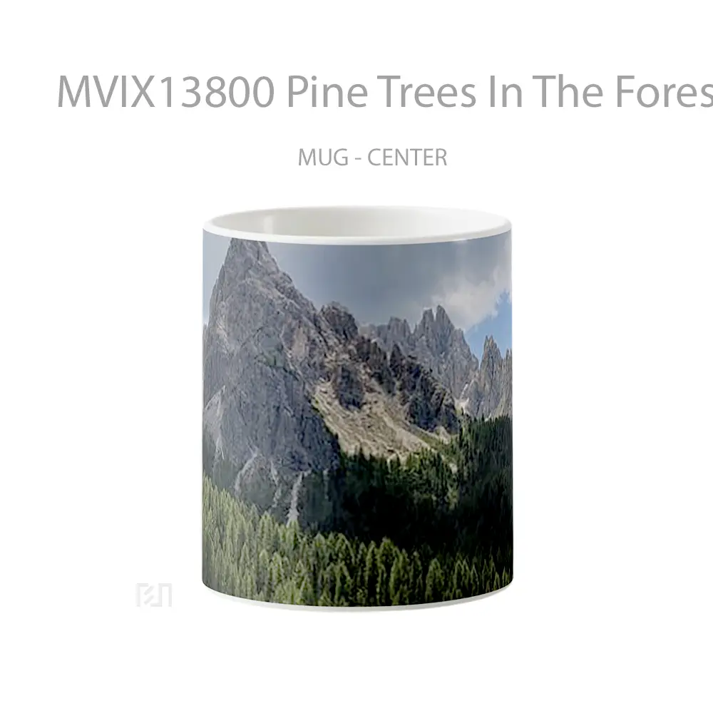 Mug Pine Trees In The Forest Next To Mountains Gelas Pemandangan Alam