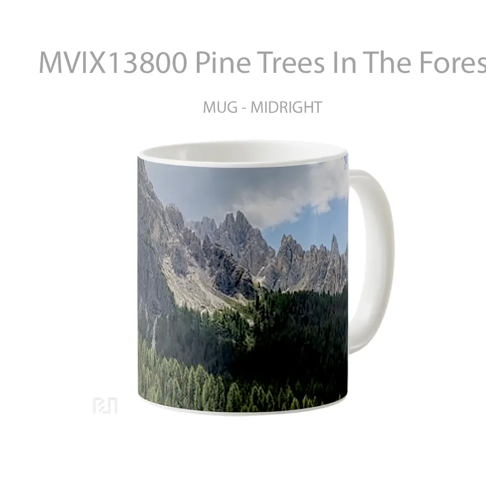 Mug Pine Trees In The Forest Next To Mountains Gelas Pemandangan Alam - All-side / Desain