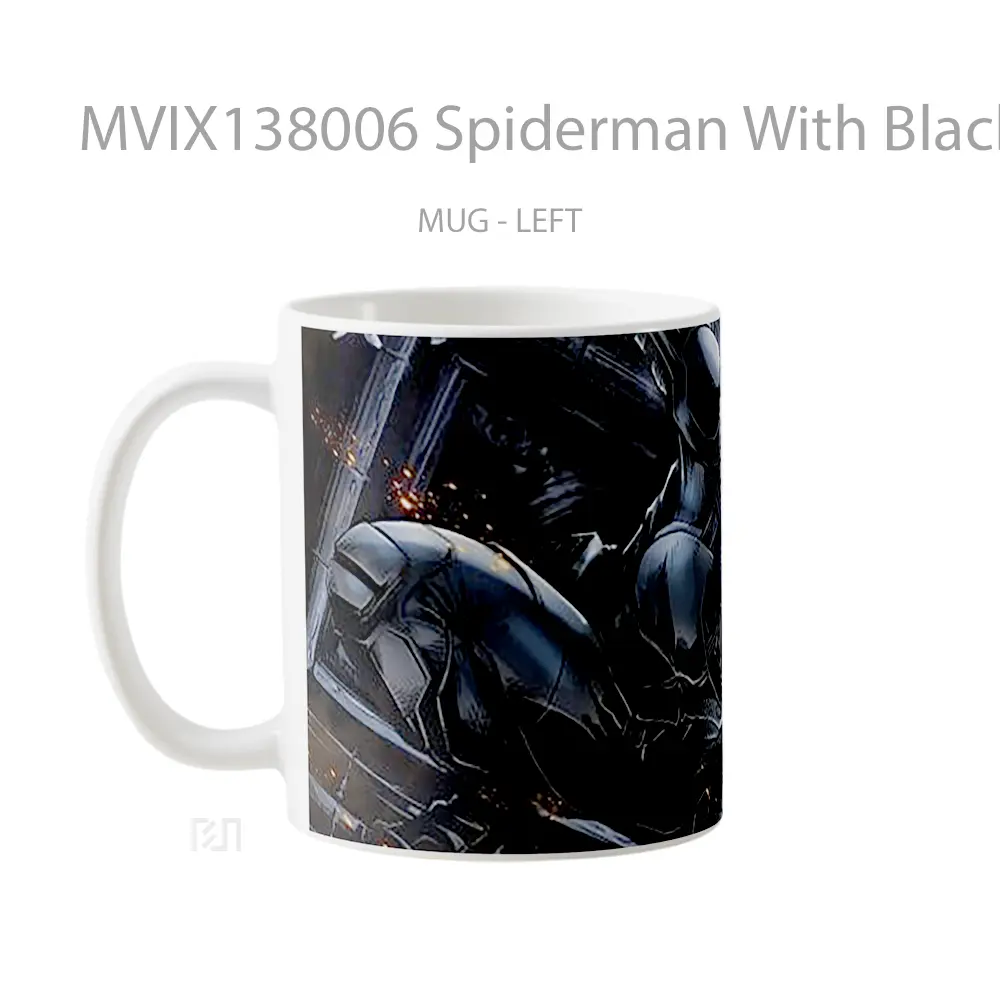 Mug Spiderman With Black Suit V2 Gelas Superhero - All-side / Desain
