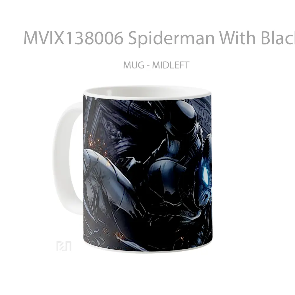 Mug Spiderman With Black Suit V2 Gelas Superhero - All-side / Desain