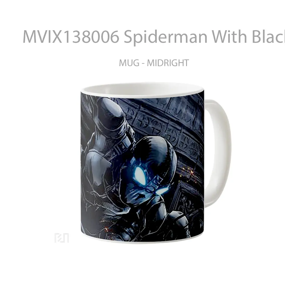 Mug Spiderman With Black Suit V2 Gelas Superhero - All-side / Desain