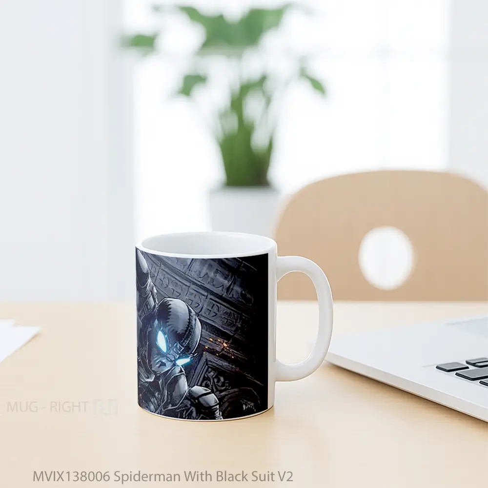 Mug Spiderman With Black Suit V2 Gelas Superhero - All-side / Desain