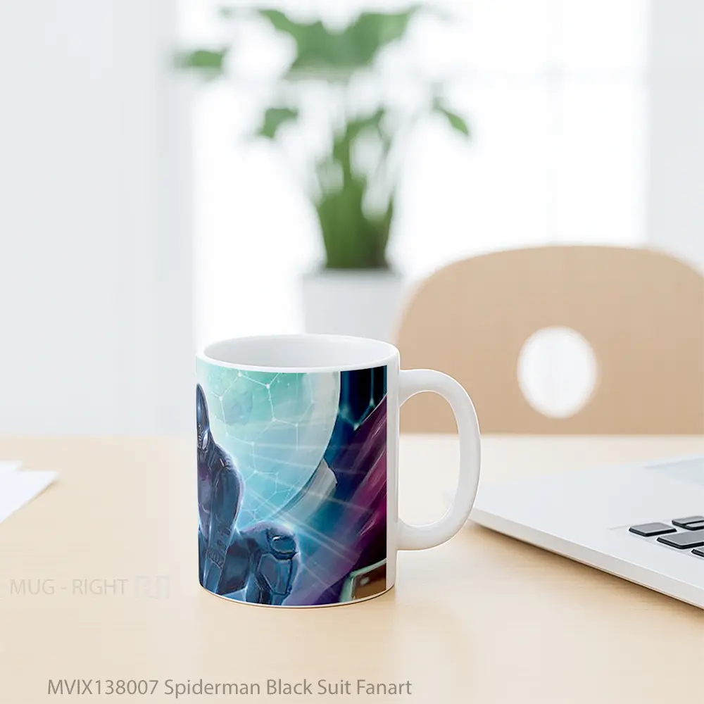 Mug Spiderman Black Suit Fanart Gelas Superhero - All-side / Desain