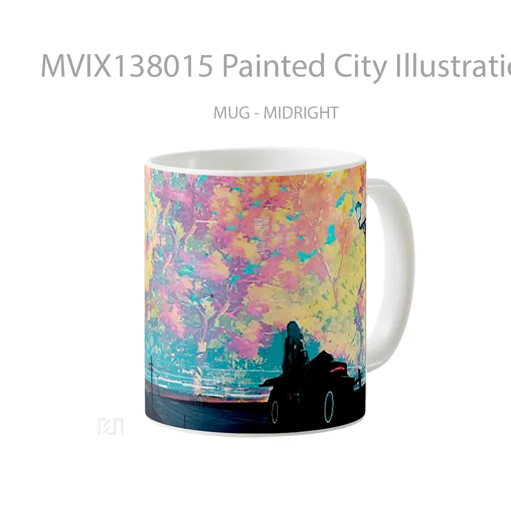 Mug Painted City Illustration Gelas Seni Modern - All-side / Desain