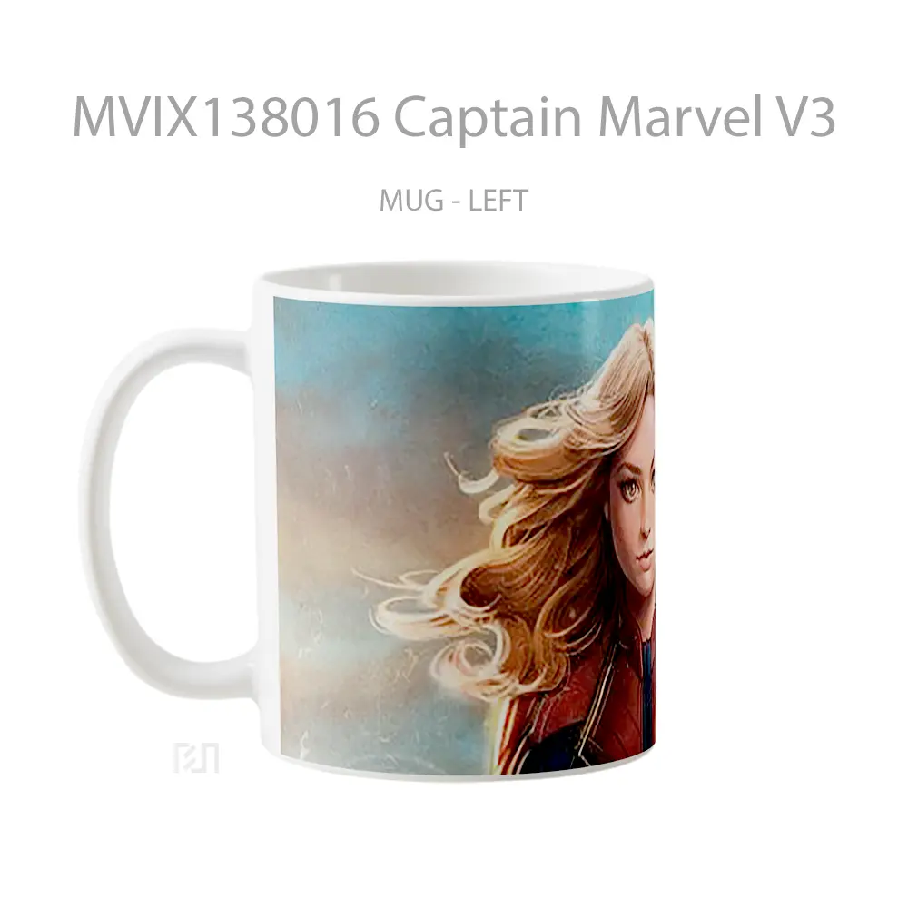 Mug Captain Marvel V3 Gelas Superhero - All-side / Desain