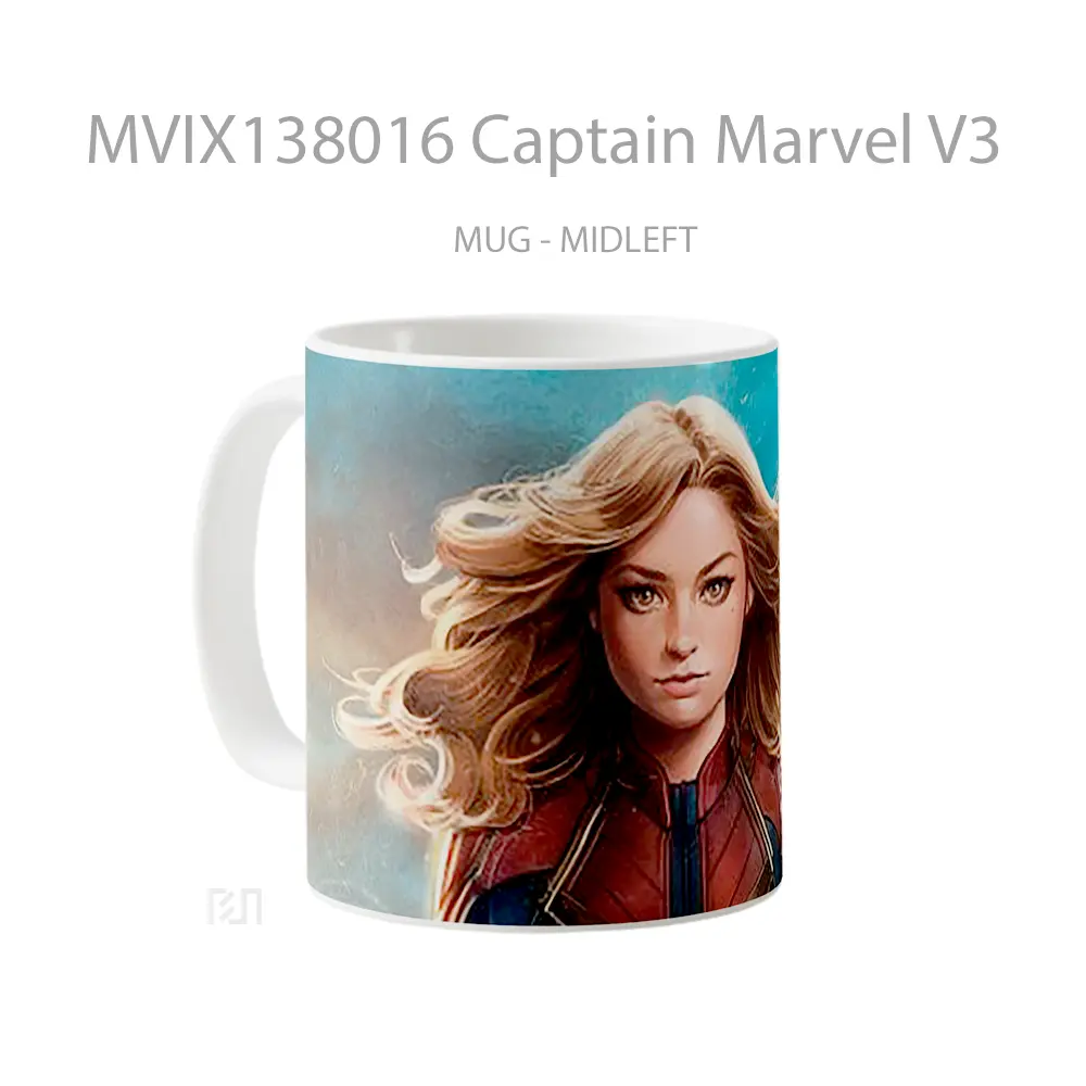 Mug Captain Marvel V3 Gelas Superhero - All-side / Desain