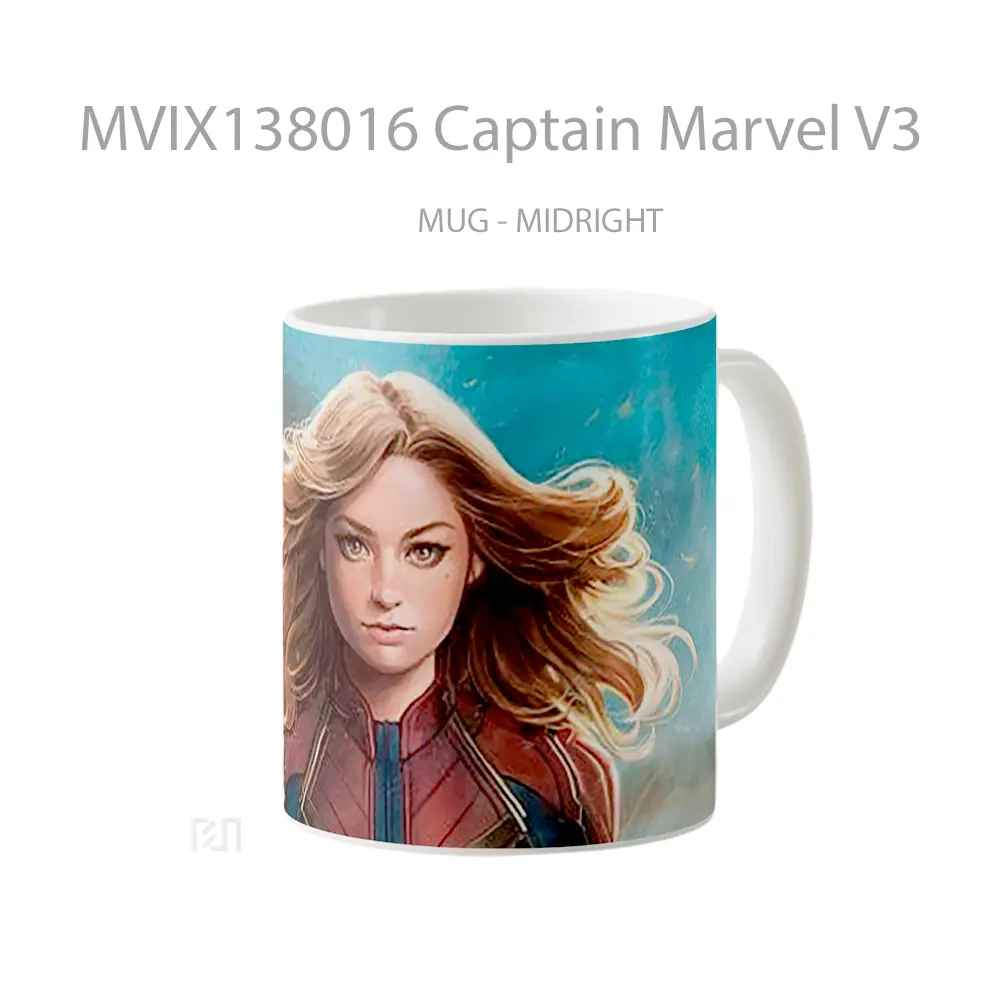 Mug Captain Marvel V3 Gelas Superhero - All-side / Desain
