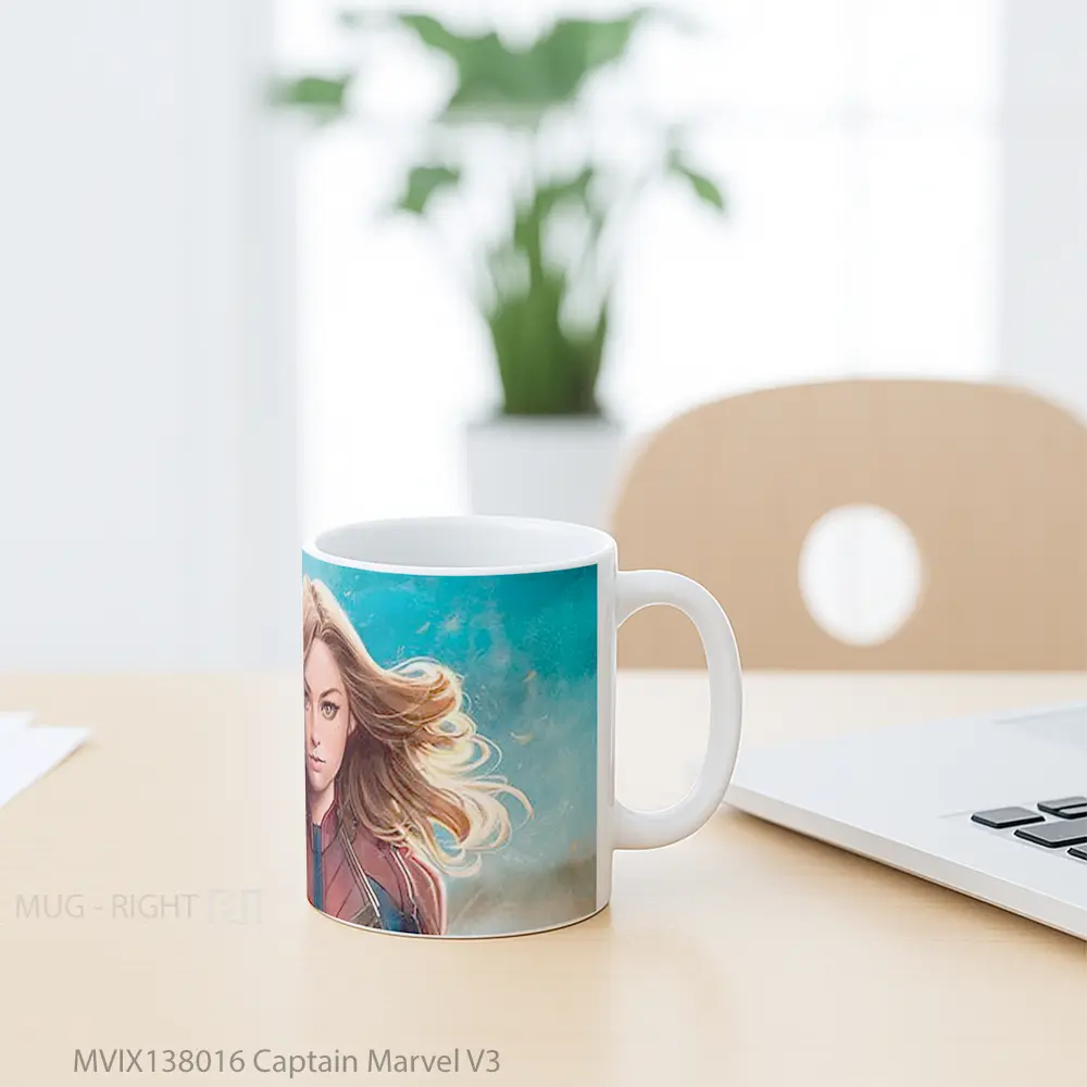 Mug Captain Marvel V3 Gelas Superhero - All-side / Desain