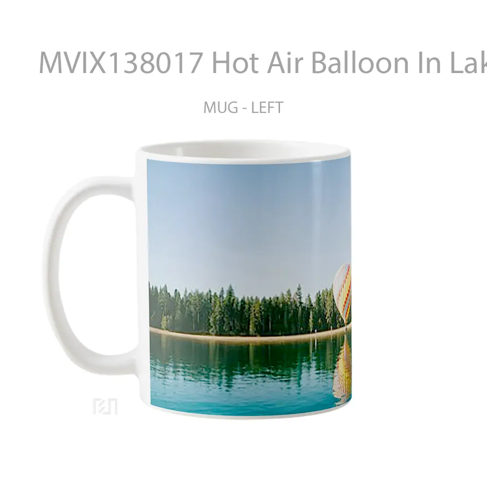 Mug Hot Air Balloon In Lake Gelas Pemandangan Alam - All-side / Desain