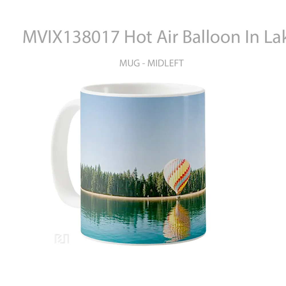 Mug Hot Air Balloon In Lake Gelas Pemandangan Alam - All-side / Desain