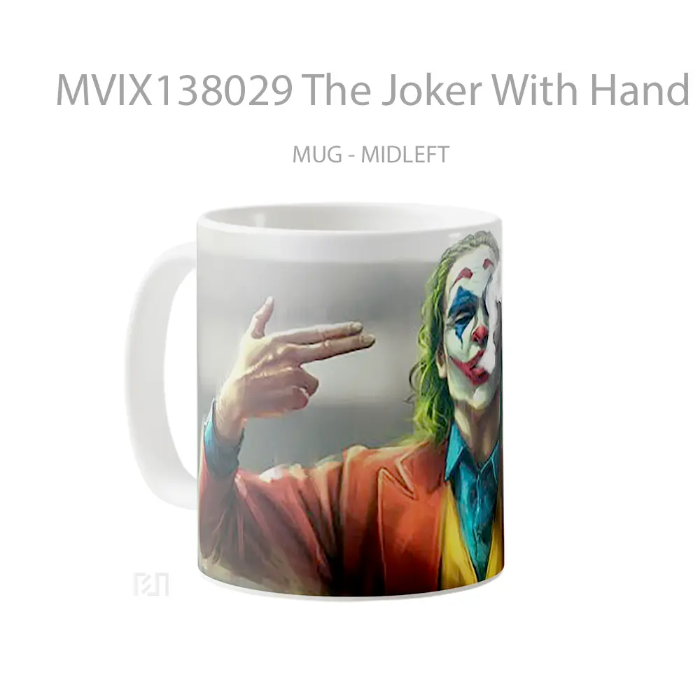 Mug The Joker With Hand As Gun Gelas Superhero - All-side / Desain