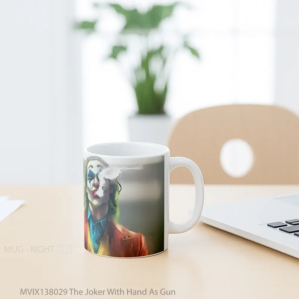 Mug The Joker With Hand As Gun Gelas Superhero - All-side / Desain