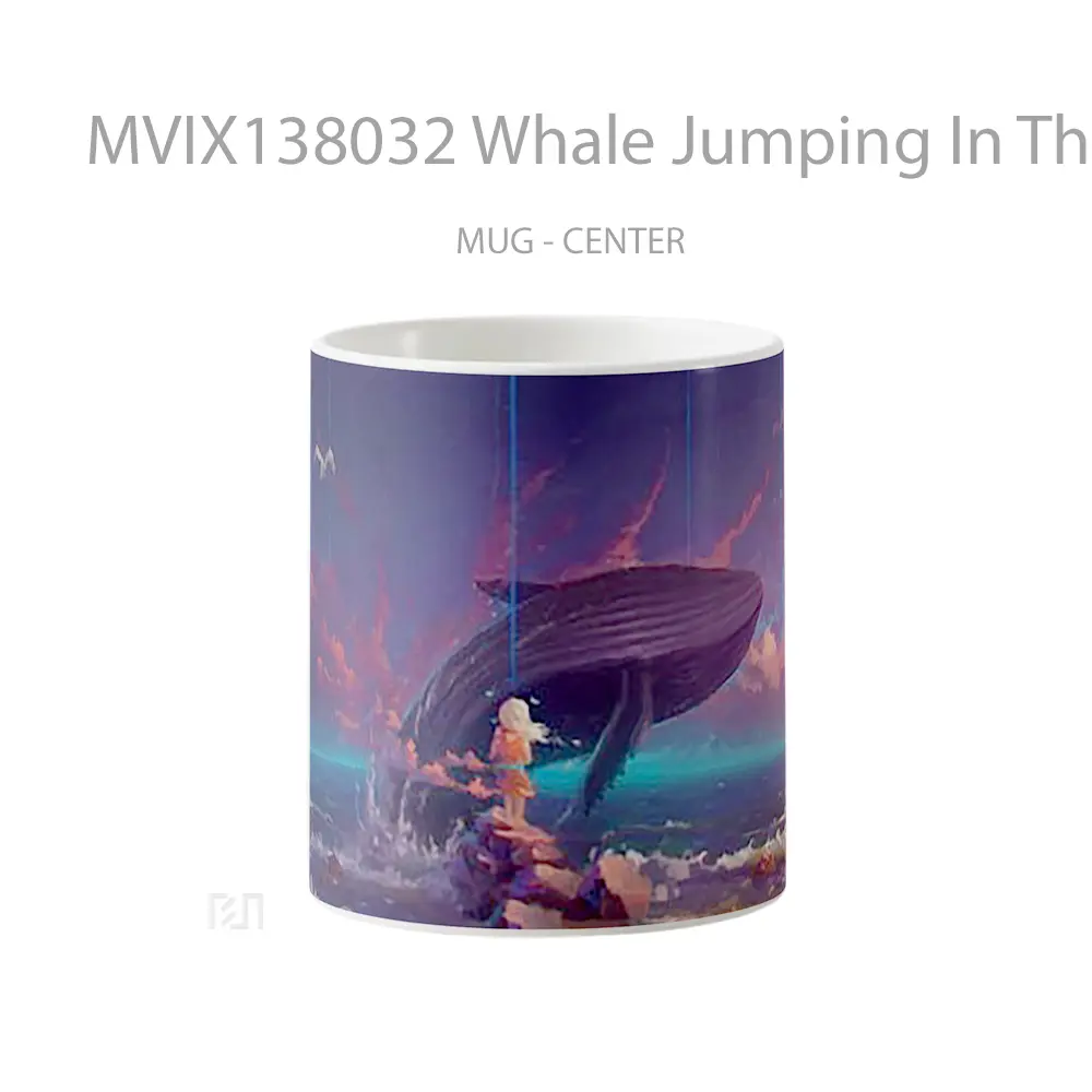 Mug Whale Jumping In The Ocean Art Gelas Hewan Lucu