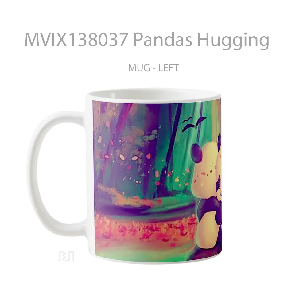 Mug Pandas Hugging Gelas Hewan Lucu - All-side / Desain
