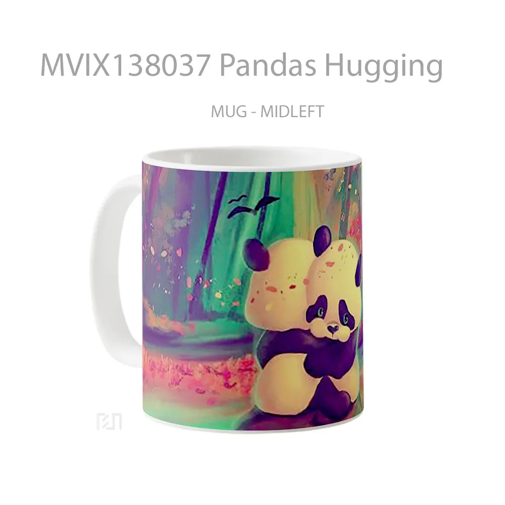 Mug Pandas Hugging Gelas Hewan Lucu - All-side / Desain