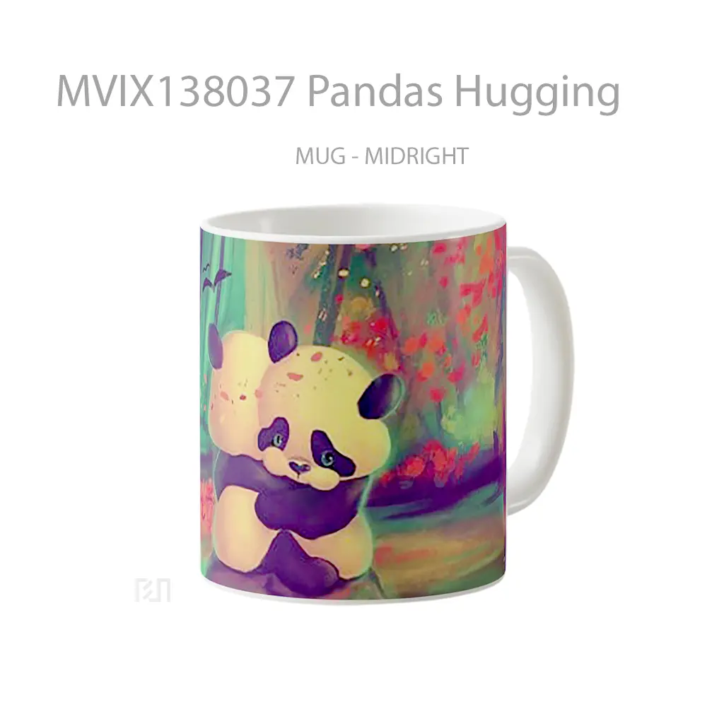 Mug Pandas Hugging Gelas Hewan Lucu - All-side / Desain