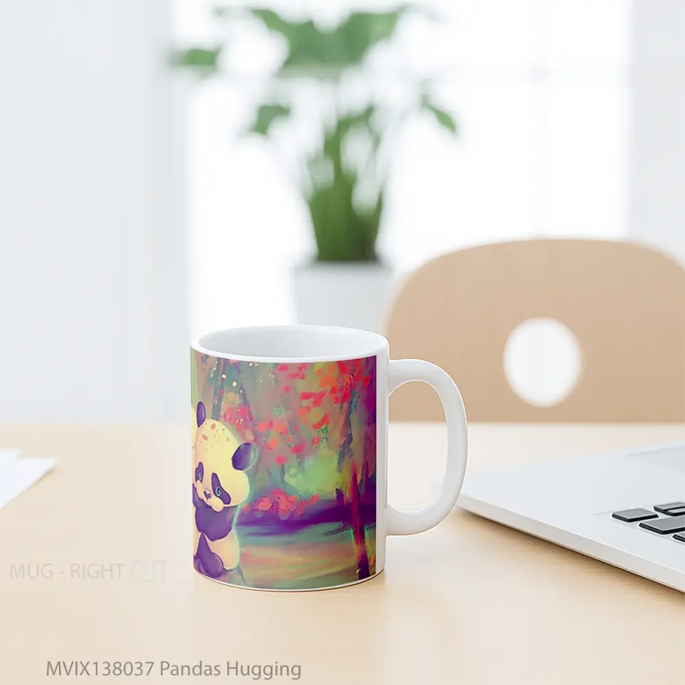 Mug Pandas Hugging Gelas Hewan Lucu - All-side / Desain