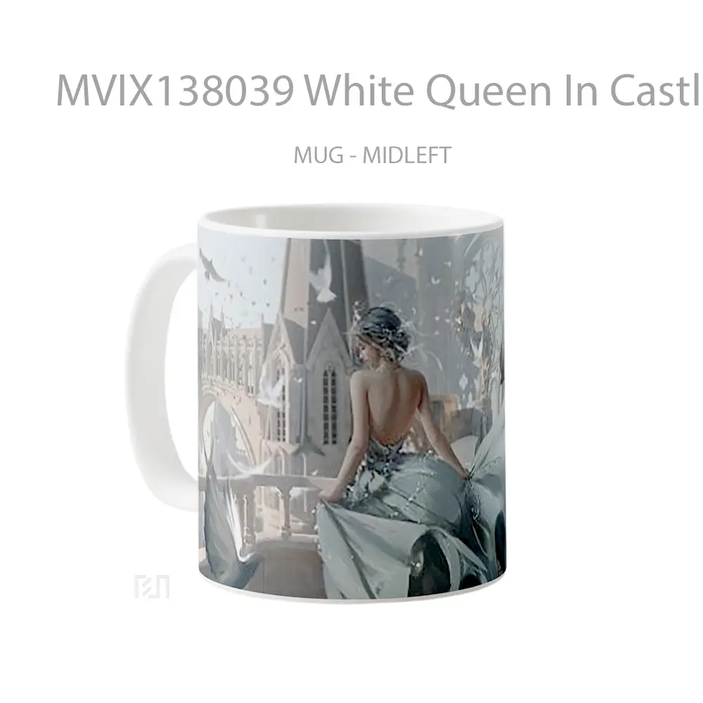Mug White Queen In Castle Gelas Keramik Unik - All-side / Desain