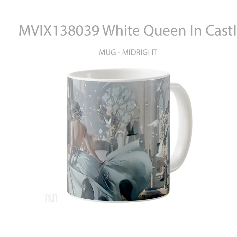 Mug White Queen In Castle Gelas Keramik Unik - All-side / Desain
