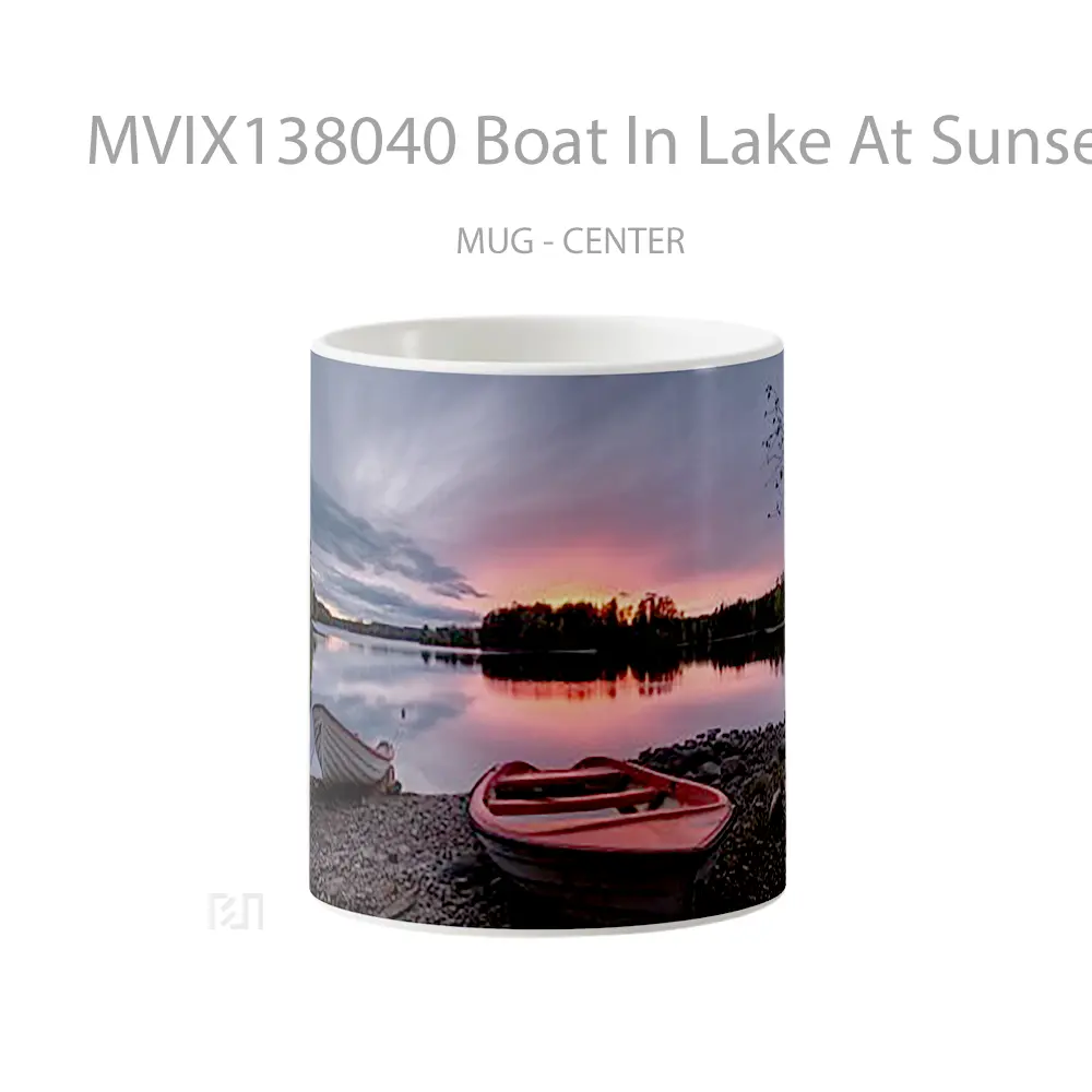 Mug Boat In Lake At Sunset Gelas Pemandangan Alam