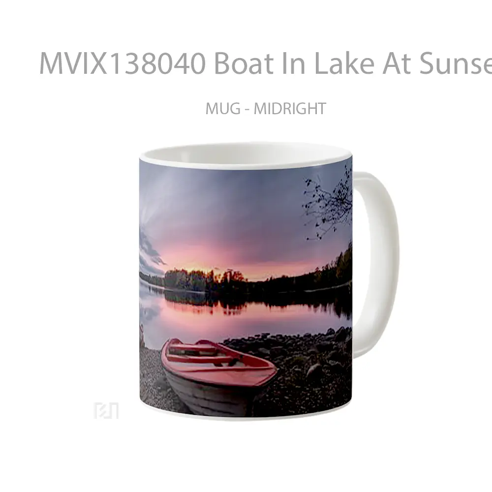Mug Boat In Lake At Sunset Gelas Pemandangan Alam - All-side / Desain