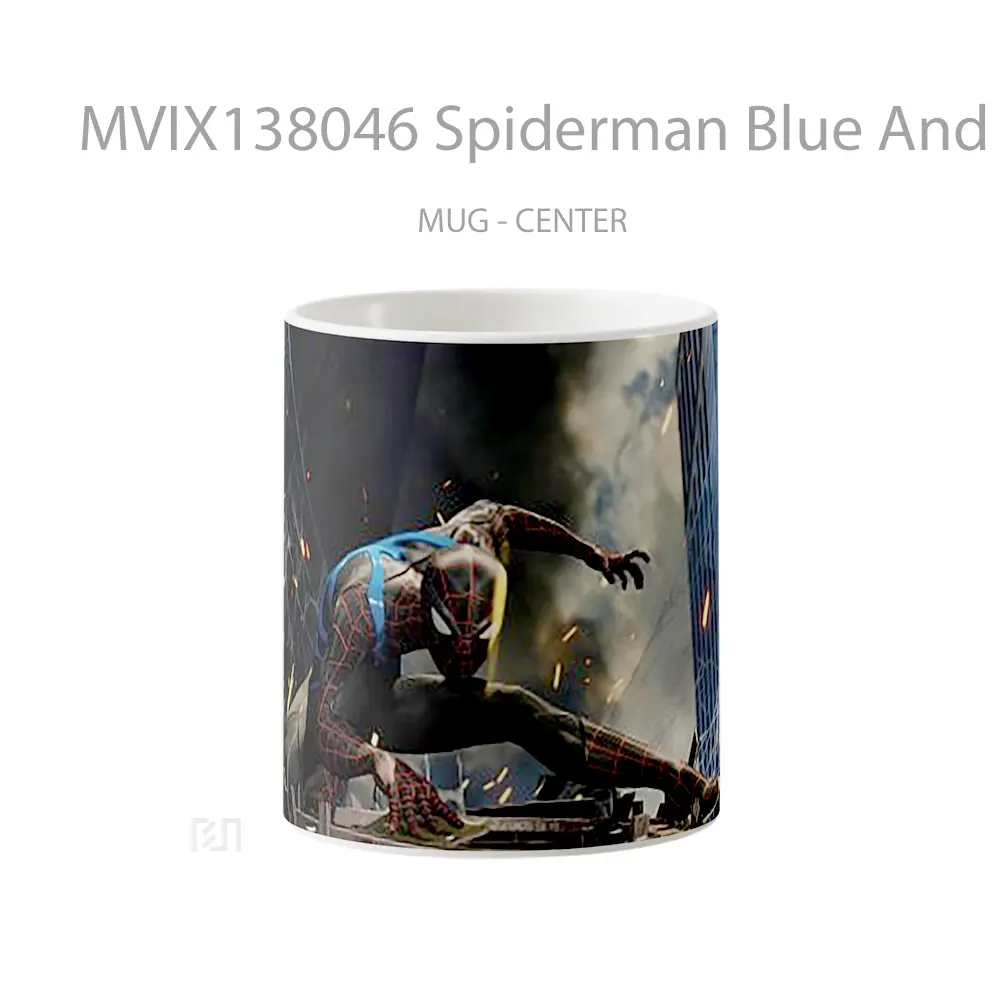 Mug Spiderman Blue And Black Suit Gelas Superhero