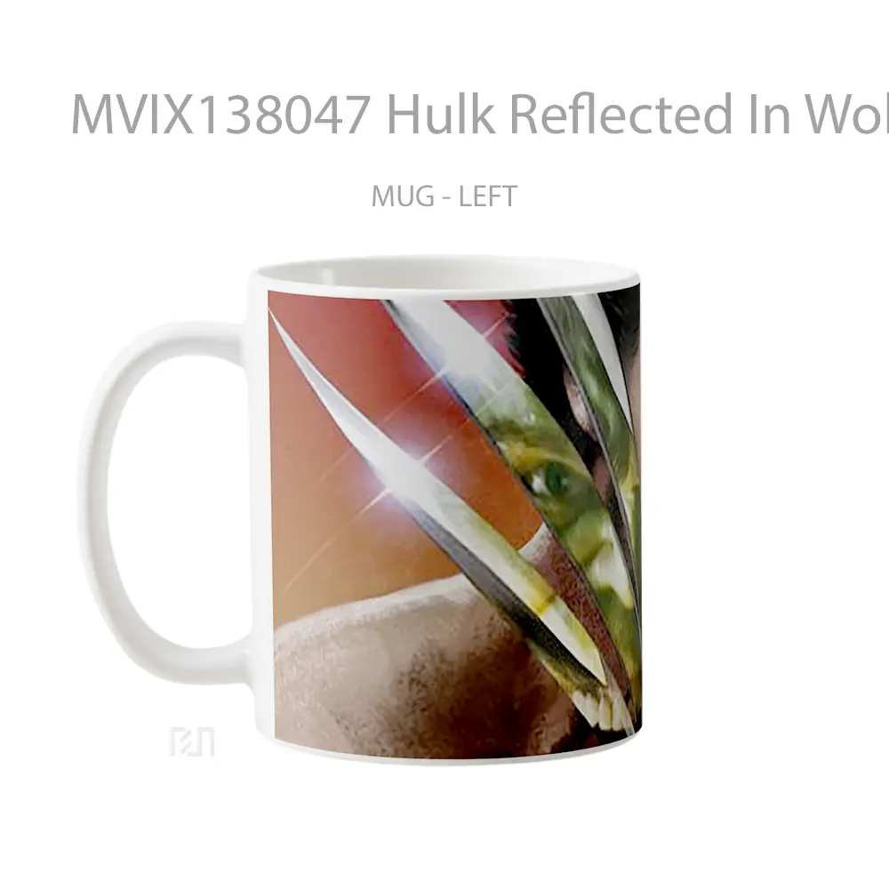 Mug Hulk Reflected In Wolverines Claws Gelas Superhero - All-side / Desain