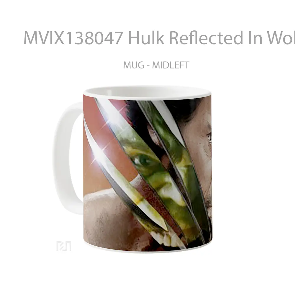 Mug Hulk Reflected In Wolverines Claws Gelas Superhero - All-side / Desain