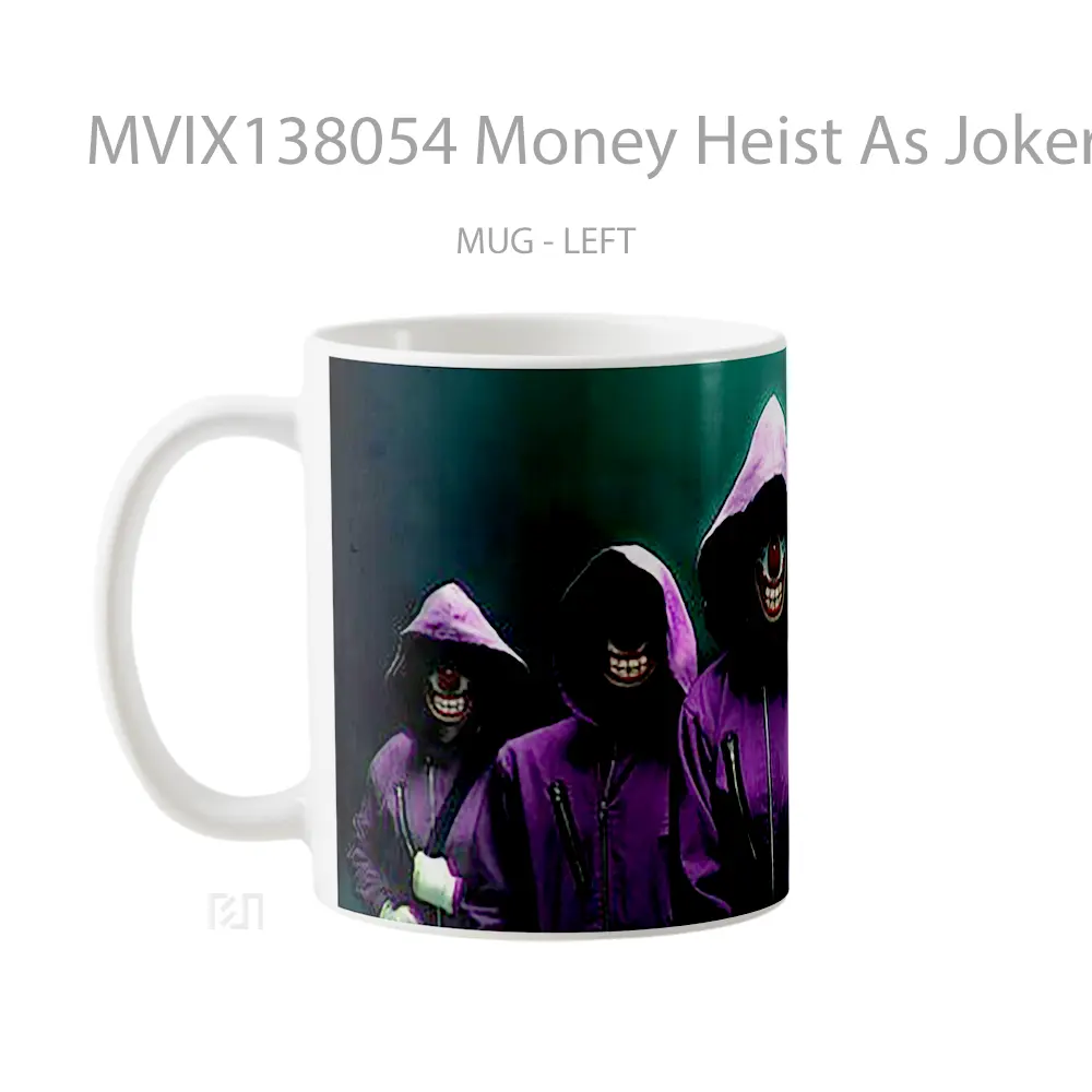 Mug Money Heist As Joker Gelas Superhero - All-side / Desain