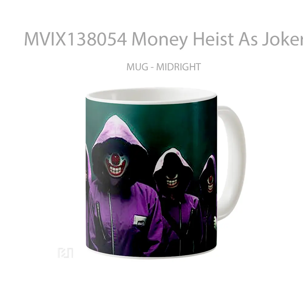 Mug Money Heist As Joker Gelas Superhero - All-side / Desain