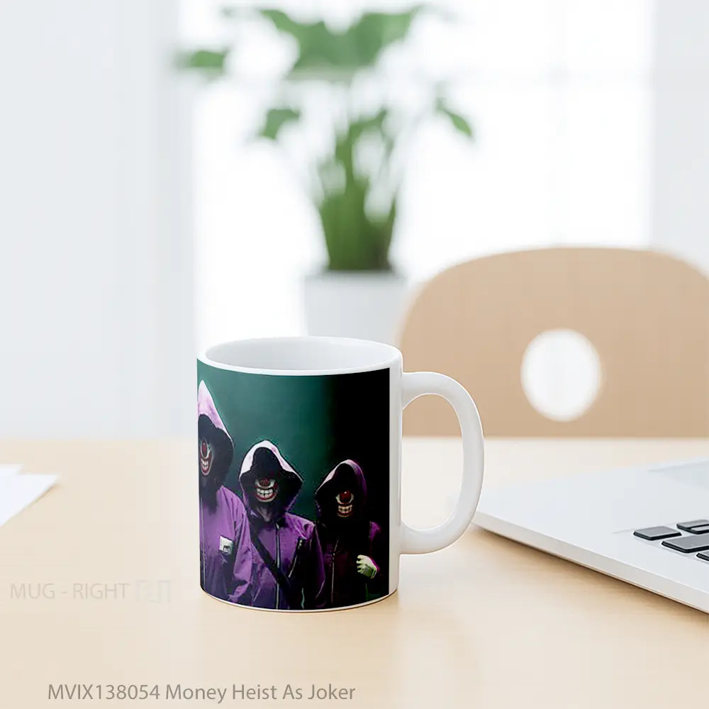 Mug Money Heist As Joker Gelas Superhero - All-side / Desain