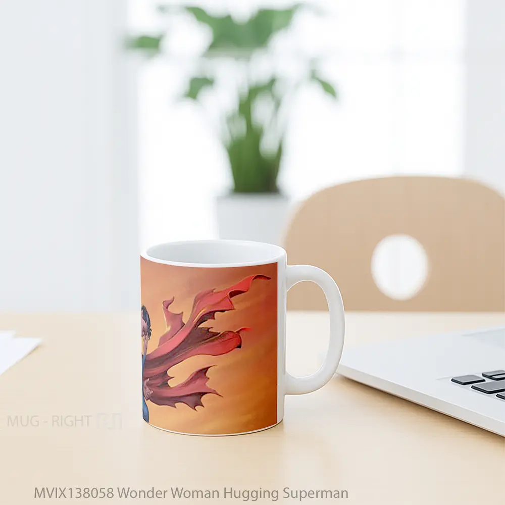 Mug Wonder Woman Hugging Superman Gelas Superhero - All-side / Desain