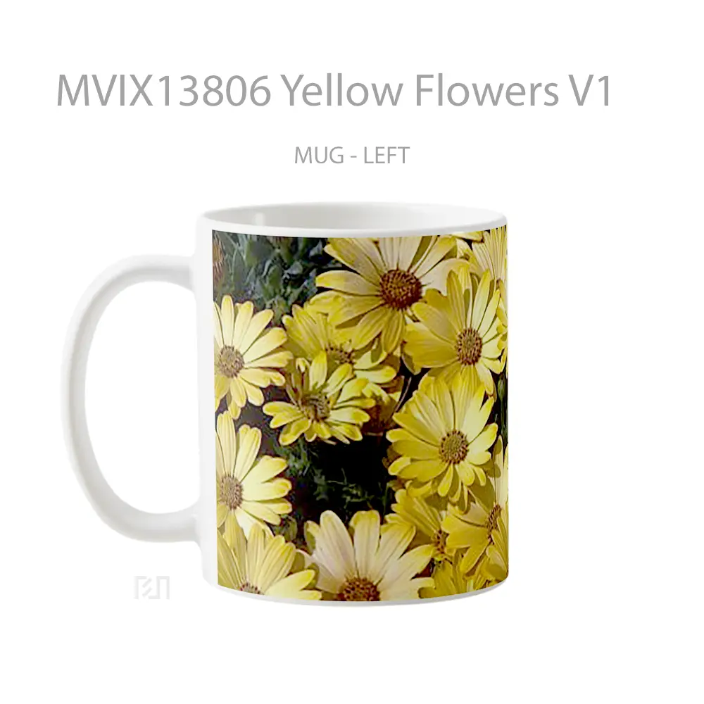 Mug Yellow Flowers V1 Gelas Pemandangan Alam - All-side / Desain