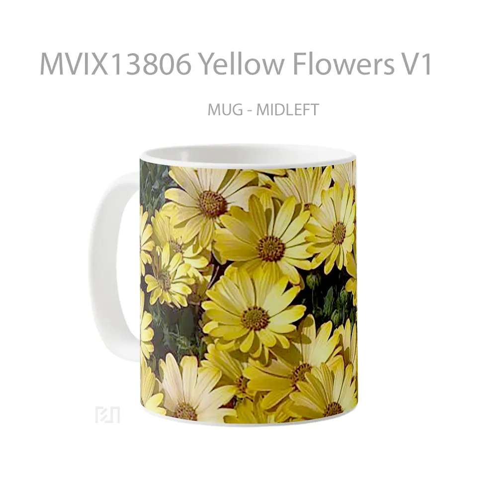 Mug Yellow Flowers V1 Gelas Pemandangan Alam - All-side / Desain