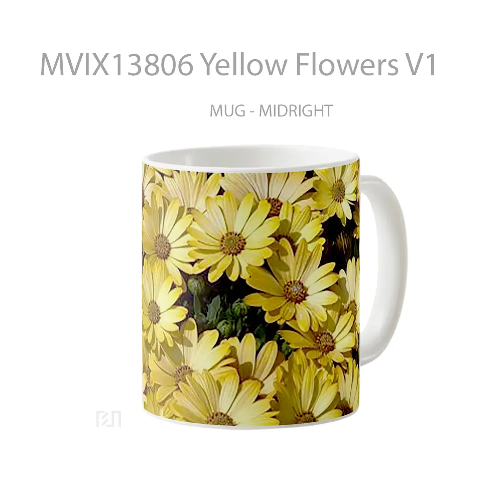 Mug Yellow Flowers V1 Gelas Pemandangan Alam - All-side / Desain