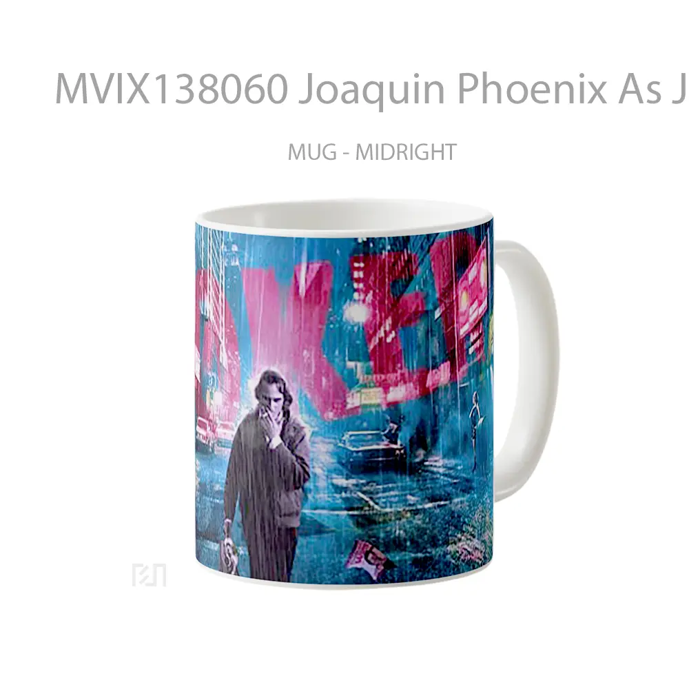 Mug Joaquin Phoenix As Joker In The City Gelas Superhero - All-side / Desain
