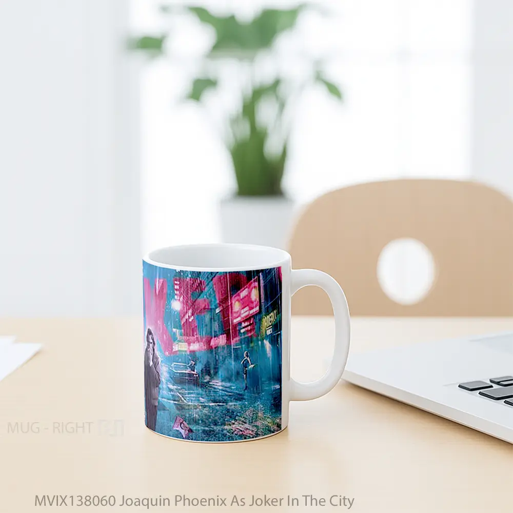 Mug Joaquin Phoenix As Joker In The City Gelas Superhero - All-side / Desain